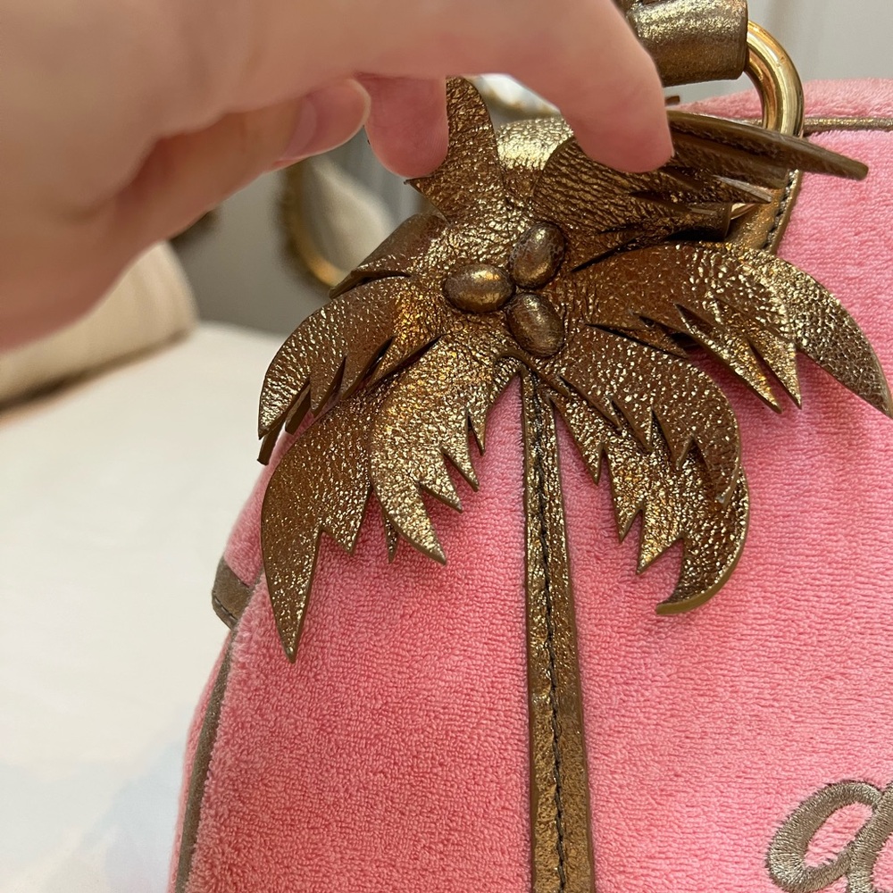 🌴 RARE Y2K Vintage Juicy Couture Isle De Juicy Terry Cloth Satchel - Pink & Gold - Picture 9 of 16